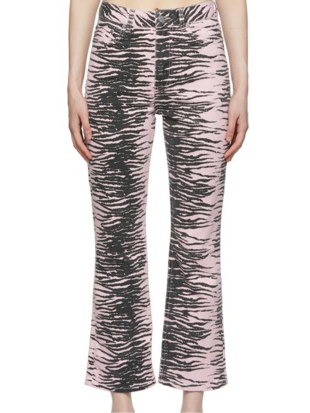 Ganni Betzy Tiger Stripe Jean in Pink